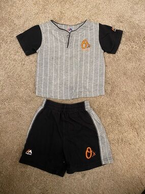 Baltimore Orioles Grey & Black Kids Short Set